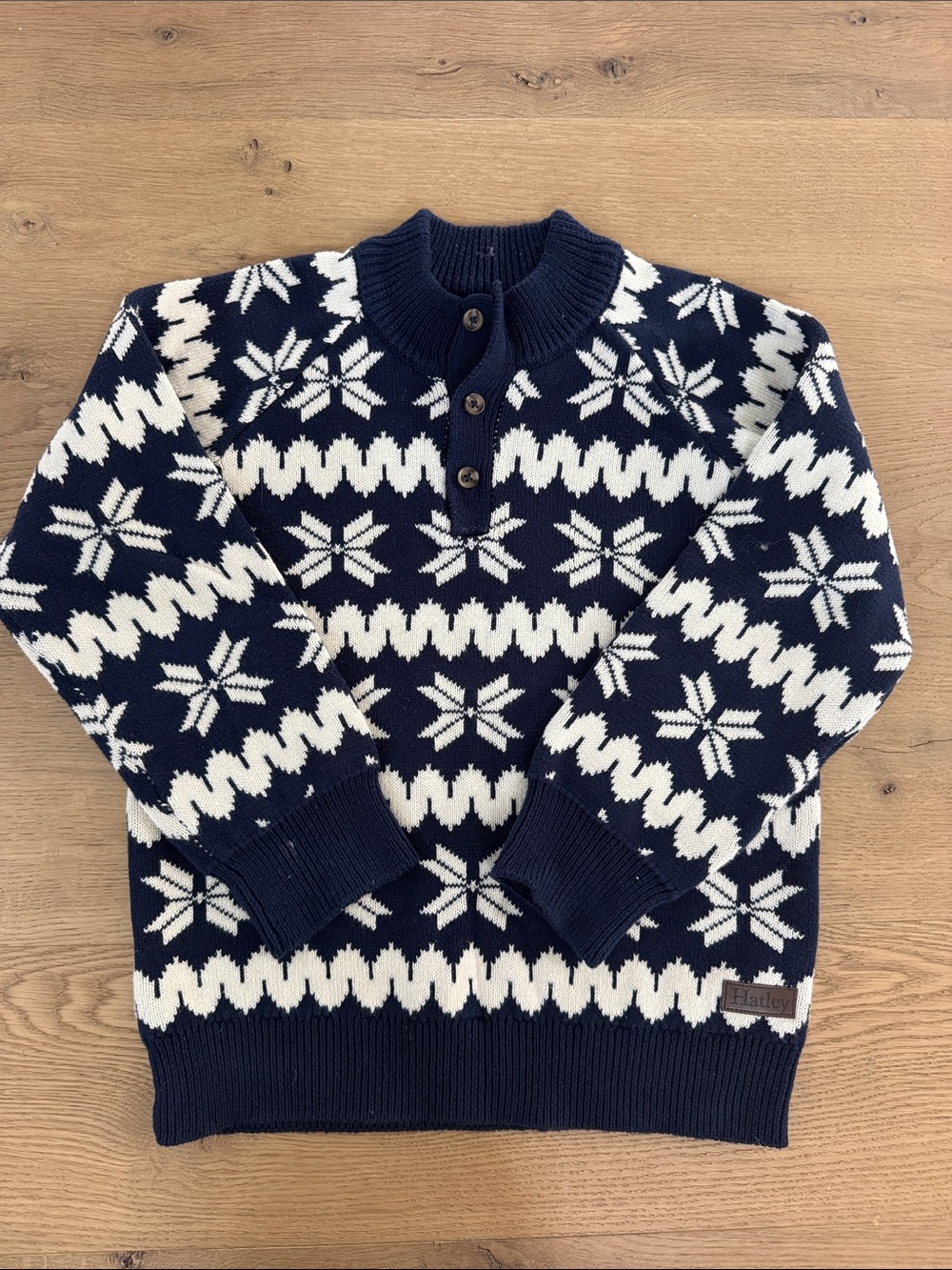 Hatley Boys Size 5 Navy Fair Isle Snowflake Knit Sweater Holiday Pullover